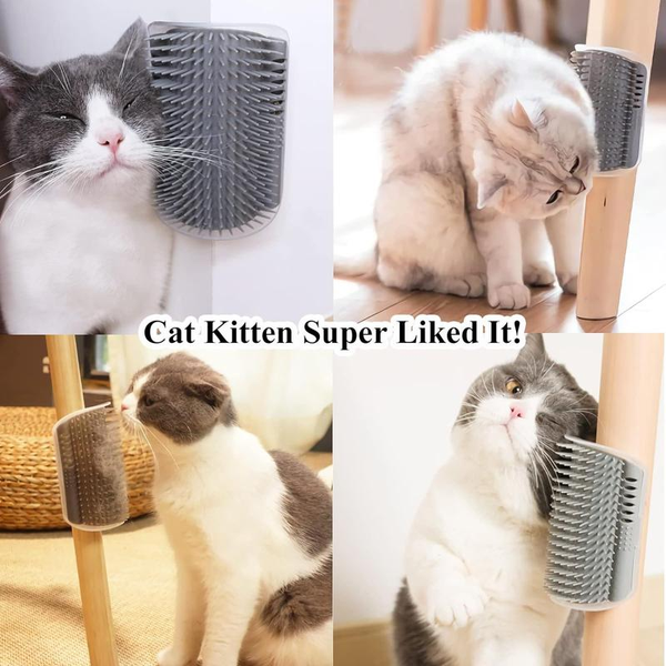 Cat Corner Self Groomer 2-Pack with Catnip, Wall-Mounted Grooming Brush for Dogs and Cats, Gentle Massage, High-Quality Plastic