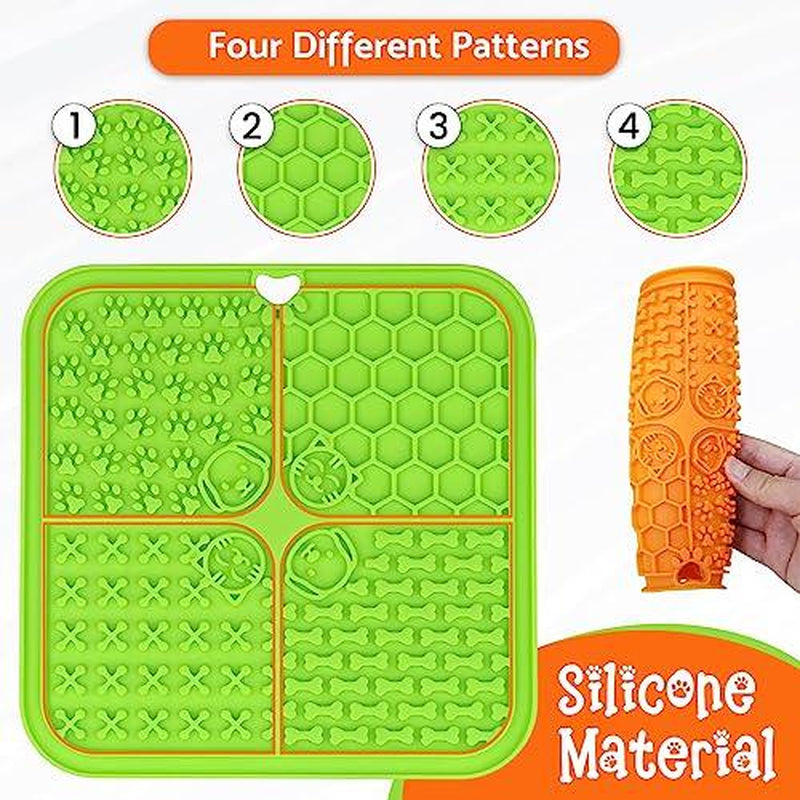 Pet Lick Mat for Dogs & Cats - 2 Pack Slow Feeder Dog Enrichment Toys for Anxiety and Improved Digestion | Washable Dog Lick Mat with Suction Cups and 4 Sections | 7.87"X7.87" | Whisker Paradise