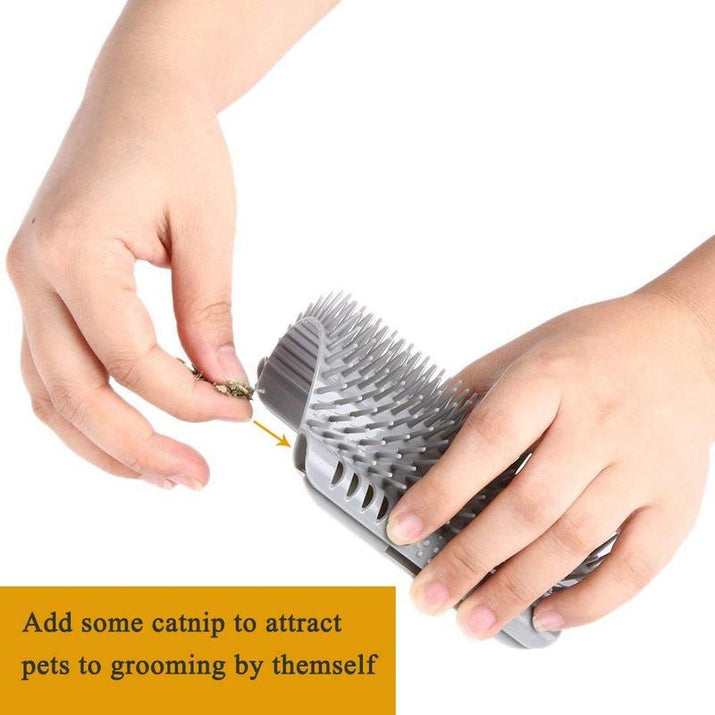 Cat Corner Self Groomer 2-Pack with Catnip, Wall-Mounted Grooming Brush for Dogs and Cats, Gentle Massage, High-Quality Plastic