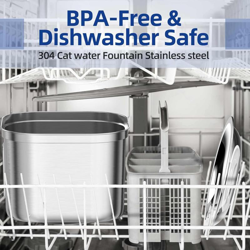 74Oz/2.2L Automatic Pet Water Fountain Dog Water Dispenser, Stainless Steel Cat Water Feeder