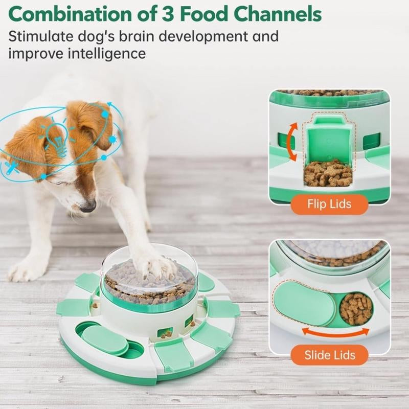 Interactive Dog Puzzle Toy - 2 Levels of Fun, Slow Feeder for IQ Training & Entertainment for All Breeds (Green & White)