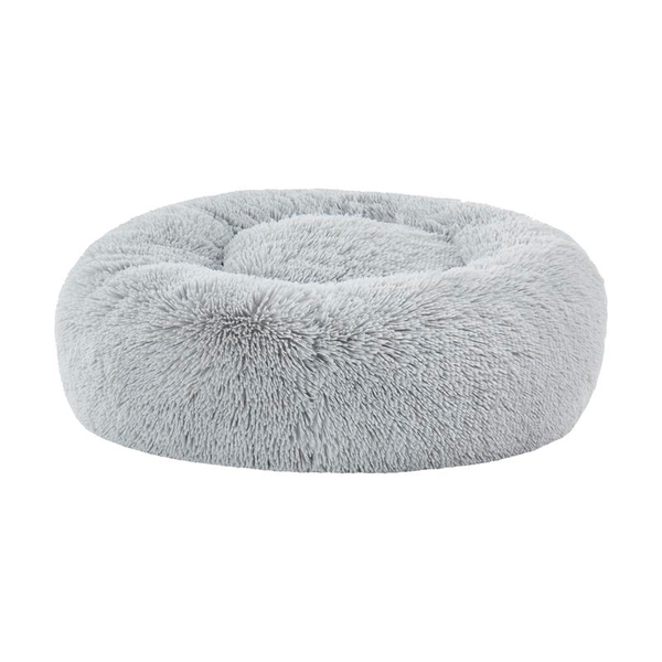 Faux Fur Shaggy round Donut Pet Bed for Dogs & Cats, 100% Polyester Fiber, Machine Washable, Non-Slip Dot Fabric