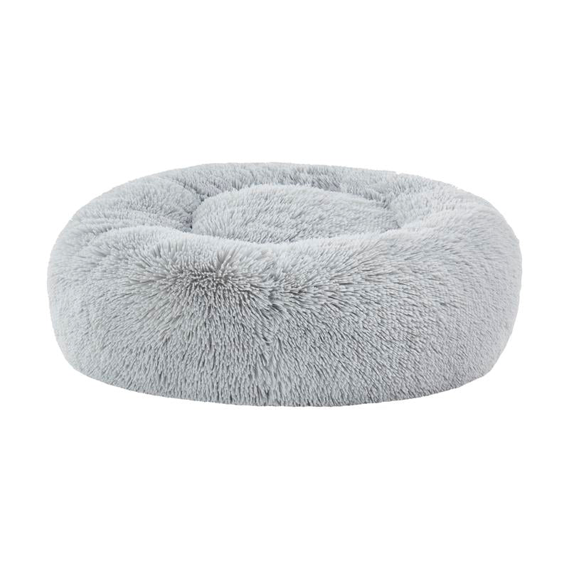 Faux Fur Shaggy round Donut Pet Bed for Dogs & Cats, 100% Polyester Fiber, Machine Washable, Non-Slip Dot Fabric