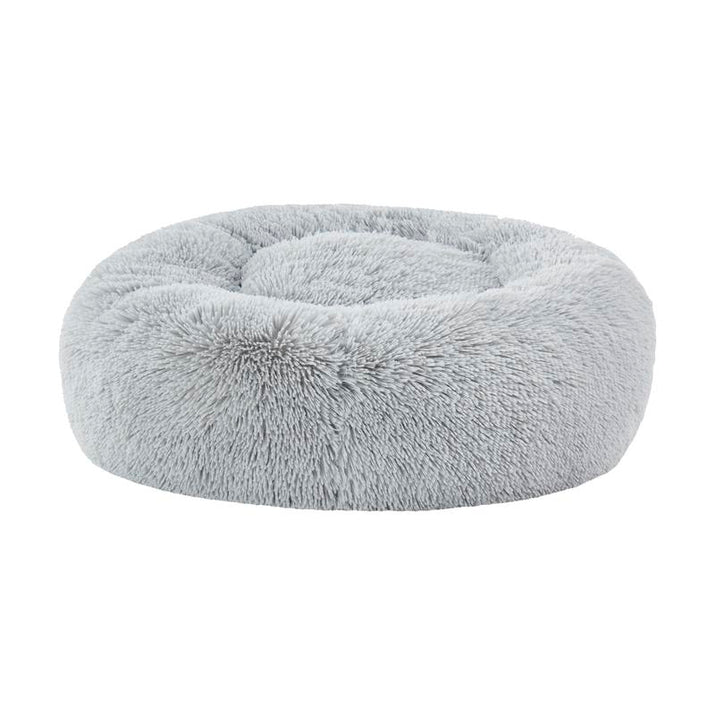 Faux Fur Shaggy round Donut Pet Bed for Dogs & Cats, 100% Polyester Fiber, Machine Washable, Non-Slip Dot Fabric