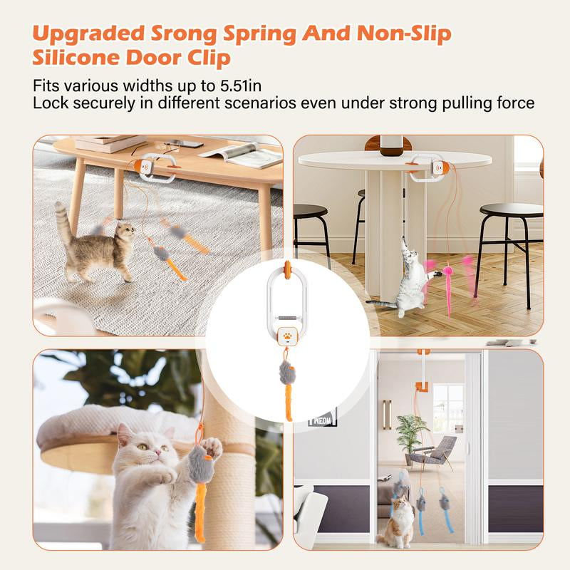 HAPPYCODE Interactive Electric Cat Teaser with Remote - Rechargeable Door Clip, 360° Rotation & Irregular Jumping for Ultimate Playtime Fun!