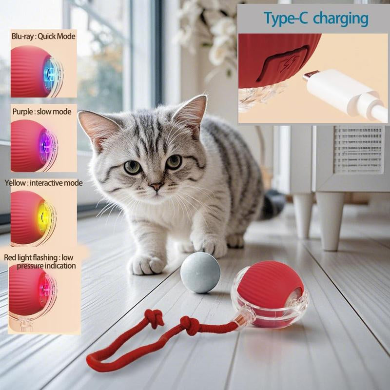 Smart Pet Toys,Gift for Pets, Electric Cat Ball Toy with Rope, Interactive Cat Teaser Toy, Kitten Automatic Rolling Ball Toy, Pet Supplies, Dog & Cat Accessories, Cat Toys, Pet Products