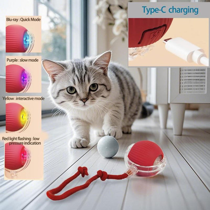 Smart Pet Toys,Gift for Pets, Electric Cat Ball Toy with Rope, Interactive Cat Teaser Toy, Kitten Automatic Rolling Ball Toy, Pet Supplies, Dog & Cat Accessories, Cat Toys, Pet Products