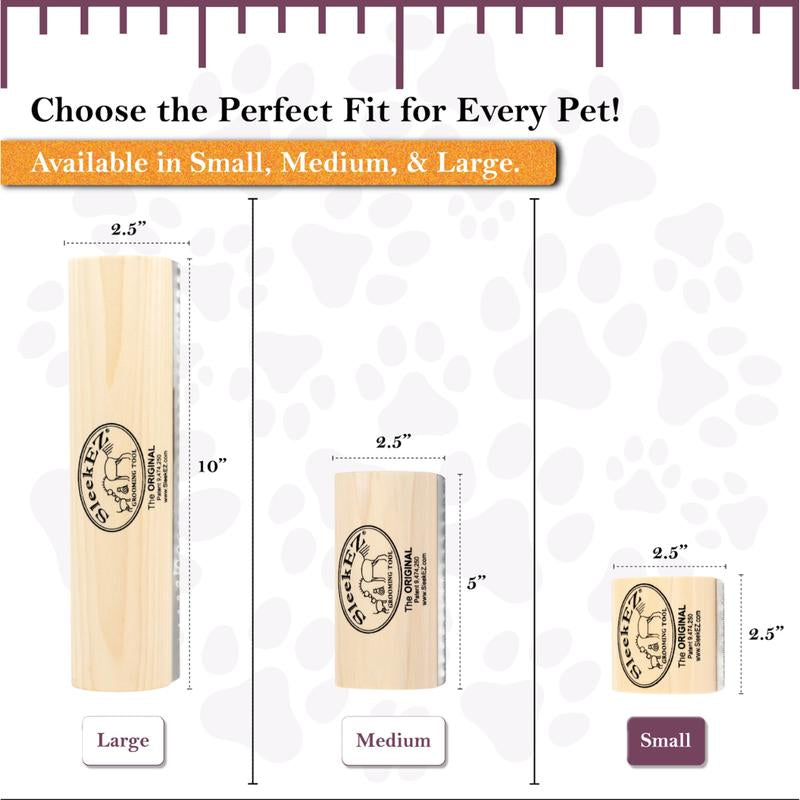 Sleekez Cat Brush for Shedding & Grooming, Wooden Handle & Stainless Steel Blade, Pet Brush for Indoor Cats, 2.5 Inches Long Groomer Tools Fur Removal Tool