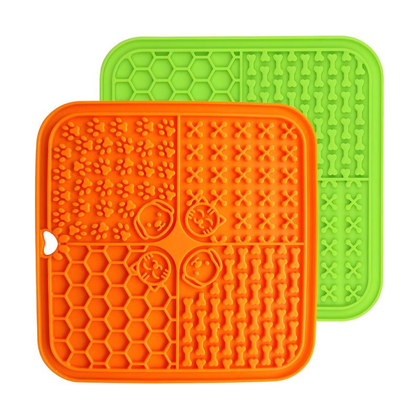 Pet Lick Mat for Dogs & Cats - 2 Pack Slow Feeder Dog Enrichment Toys for Anxiety and Improved Digestion | Washable Dog Lick Mat with Suction Cups and 4 Sections | 7.87