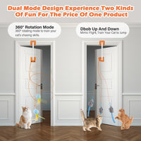 HAPPYCODE Interactive Electric Cat Teaser with Remote - Rechargeable Door Clip, 360° Rotation & Irregular Jumping for Ultimate Playtime Fun!