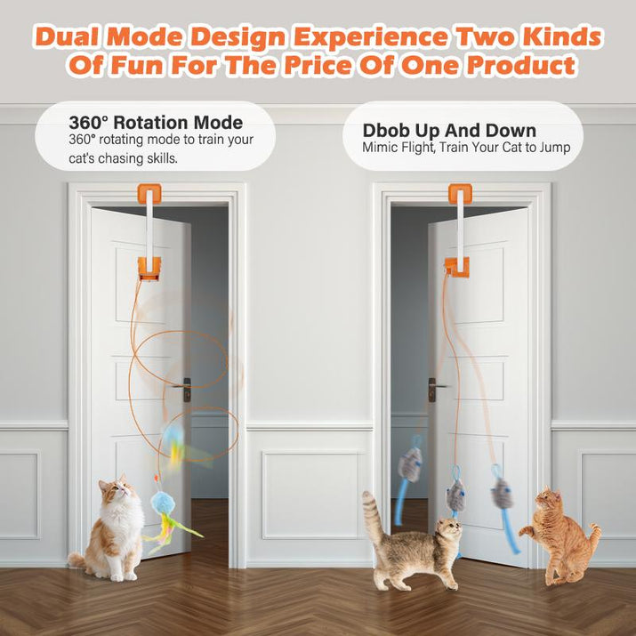 HAPPYCODE Interactive Electric Cat Teaser with Remote - Rechargeable Door Clip, 360° Rotation & Irregular Jumping for Ultimate Playtime Fun!