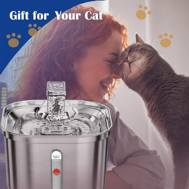 74Oz/2.2L Automatic Pet Water Fountain Dog Water Dispenser, Stainless Steel Cat Water Feeder