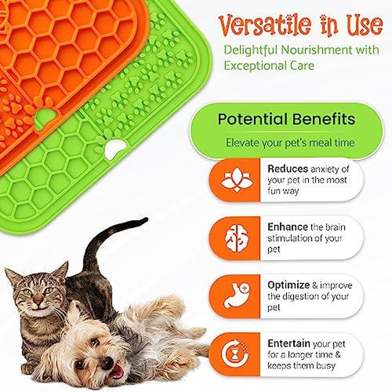 Pet Lick Mat for Dogs & Cats - 2 Pack Slow Feeder Dog Enrichment Toys for Anxiety and Improved Digestion | Washable Dog Lick Mat with Suction Cups and 4 Sections | 7.87"X7.87" | Whisker Paradise
