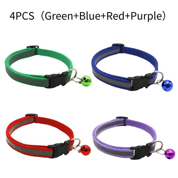 Reflective Cat Collar with Bell Pendant, Durable Ringing Small Pets Collar with Safety Buckle, Adjustable for Small Cats and Dogs