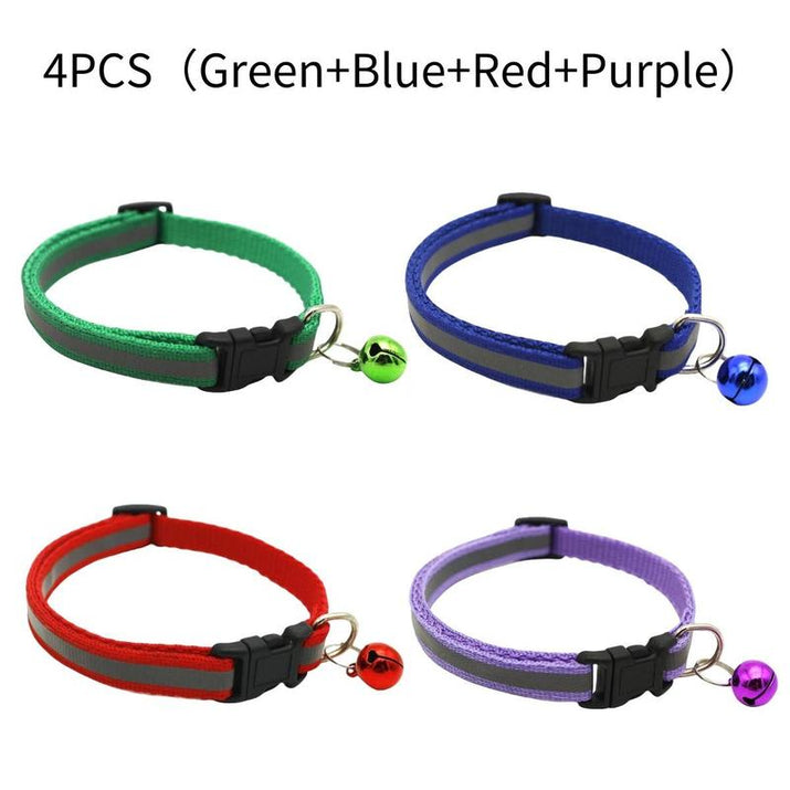 Reflective Cat Collar with Bell Pendant, Durable Ringing Small Pets Collar with Safety Buckle, Adjustable for Small Cats and Dogs