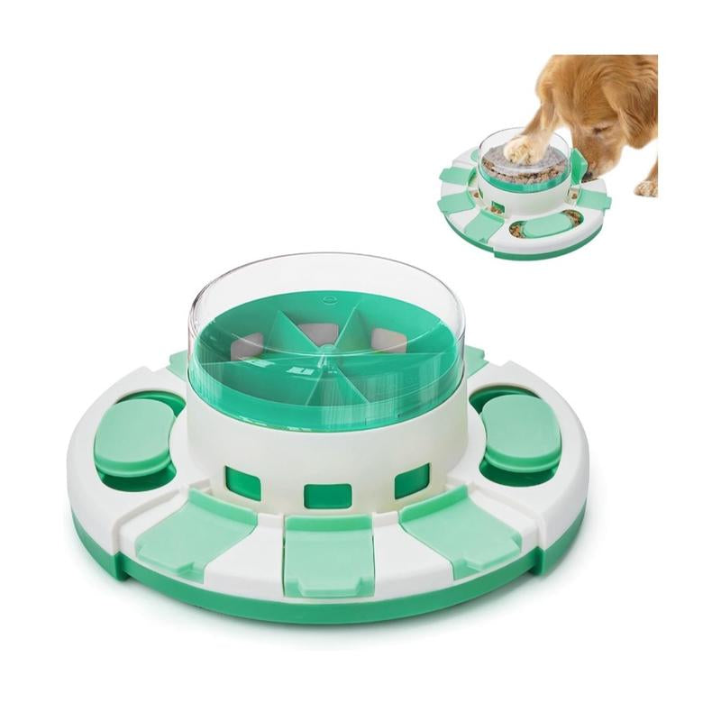 Interactive Dog Puzzle Toy - 2 Levels of Fun, Slow Feeder for IQ Training & Entertainment for All Breeds (Green & White)