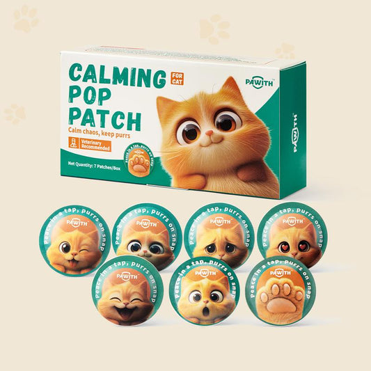 PAWITH Cat Calming Pop Patch (1 Box * 7 Patches) ,Long Lasting up to 48 Hours per Patch,Cat Pheromone to Help Reduce Conflicts and Signs of Tension in Multi-Cat Households.