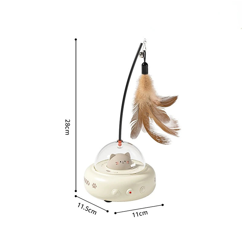 Smart Teaser Cat Toy Electric UFO Cat Teaser Stick with Bell Training Pet Toys Replaceable Feather Interactive Cat Supplies
