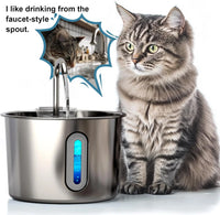Stainless Steel Cat Water Fountain 2.2L/75Oz Pet Automatic Water Dispenser