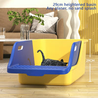 Extra Large Semi-Closed Cat Litter Box - Prevents Splashing and Easy to Clean for Your Feline Friend