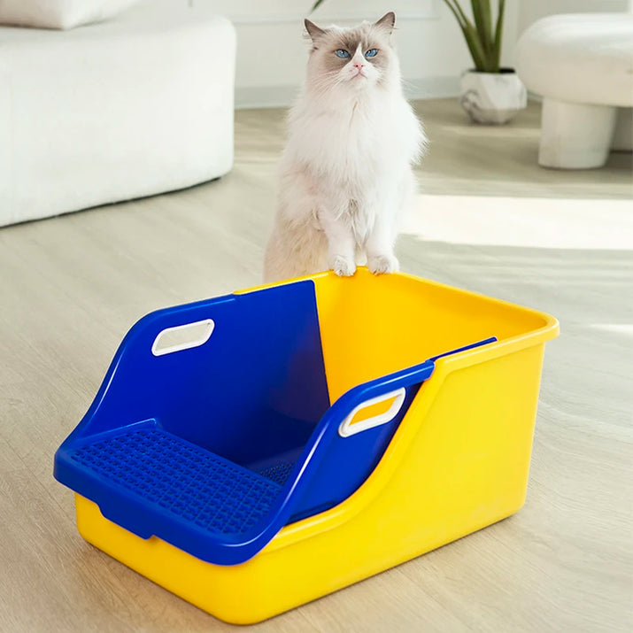 Extra Large Semi-Closed Cat Litter Box - Prevents Splashing and Easy to Clean for Your Feline Friend