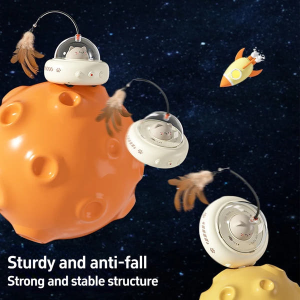 Smart Teaser Cat Toy Electric UFO Cat Teaser Stick with Bell Training Pet Toys Replaceable Feather Interactive Cat Supplies