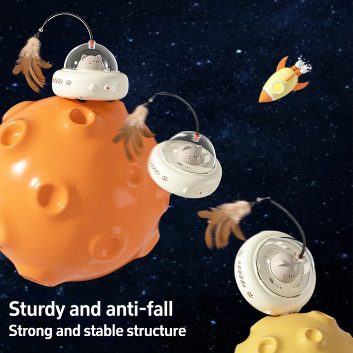 Smart Teaser Cat Toy Electric UFO Cat Teaser Stick with Bell Training Pet Toys Replaceable Feather Interactive Cat Supplies