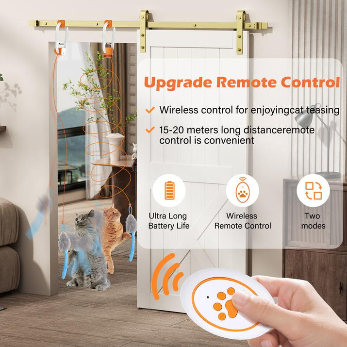 HAPPYCODE Interactive Electric Cat Teaser with Remote - Rechargeable Door Clip, 360° Rotation & Irregular Jumping for Ultimate Playtime Fun!