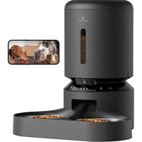 PETLIBRO Automatic Cat Feeder with Camera for Two Cats, 1080P HD Video with Night Vision, 5G Wifi Pet Feeder with 2-Way Audio for Cat & Dog, Low Food & Motion & Sound Alerts, Dual Tray, Black 5L PETLIBRO