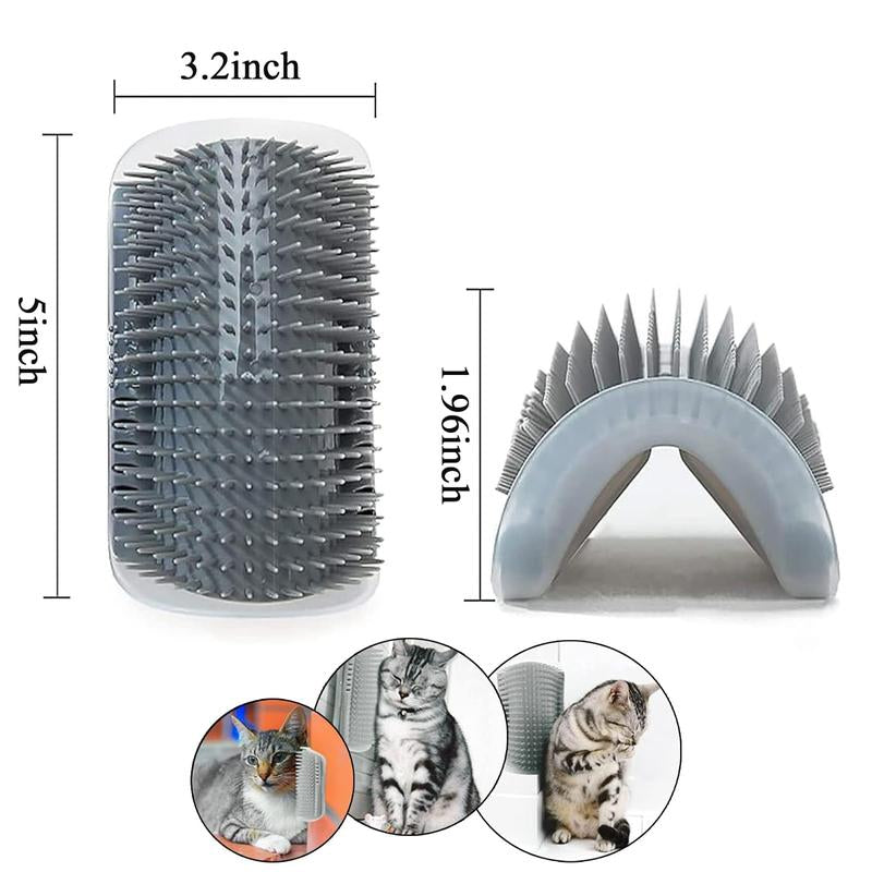 Cat Corner Self Groomer 2-Pack with Catnip, Wall-Mounted Grooming Brush for Dogs and Cats, Gentle Massage, High-Quality Plastic