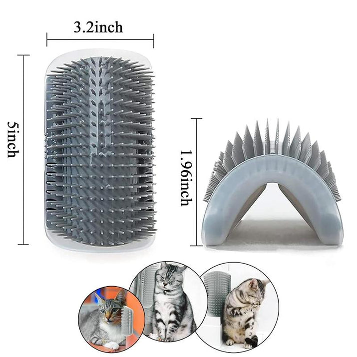 Cat Corner Self Groomer 2-Pack with Catnip, Wall-Mounted Grooming Brush for Dogs and Cats, Gentle Massage, High-Quality Plastic