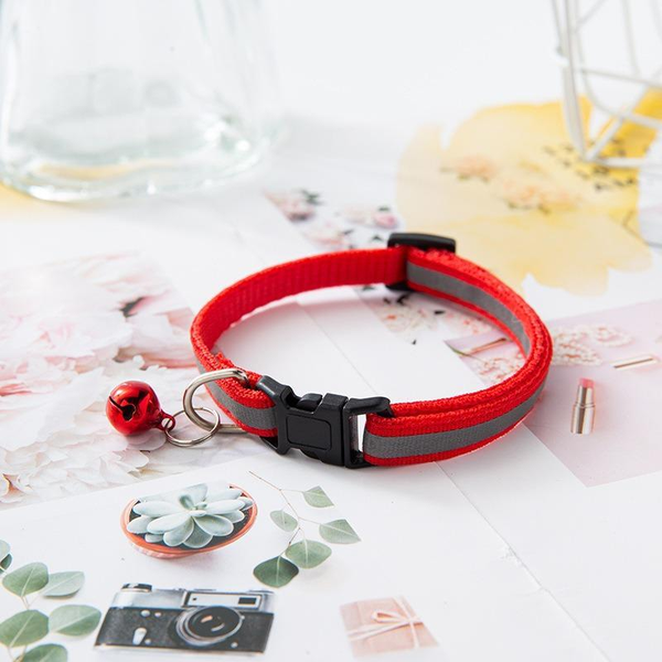 Reflective Cat Collar with Bell Pendant, Durable Ringing Small Pets Collar with Safety Buckle, Adjustable for Small Cats and Dogs