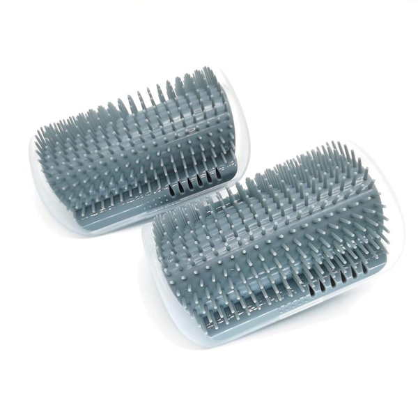 Cat Corner Self Groomer 2-Pack with Catnip, Wall-Mounted Grooming Brush for Dogs and Cats, Gentle Massage, High-Quality Plastic