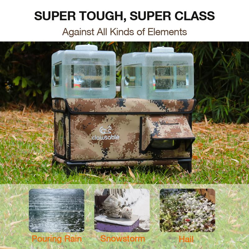 Clawsable Indestructible Heated Cat House for outside Cats, 100% Weatherproof, Safe Escape Door, Insulated Design, Ideal for Winter Use Enclosure