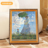 DIY 3D Frame Cat House with Scratching Board, Cat Living in Famous Painting ，Oil Painting Cat Scratcher , Easy-To-Assemble Bed Couch Cave Condo Creative Home Decoration Handicraft