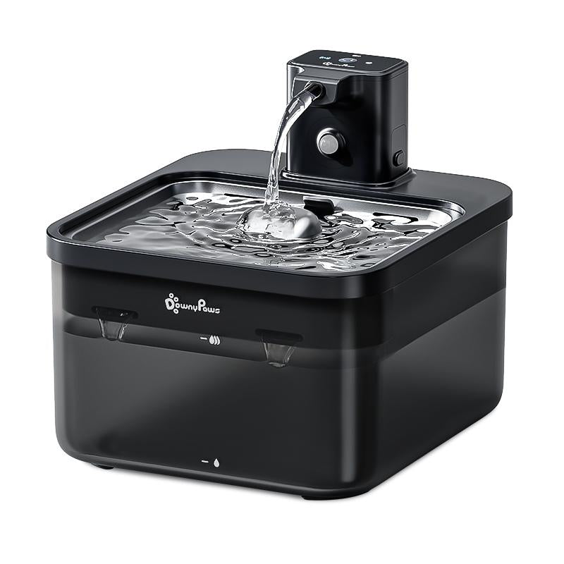 Downypaws Battery Operated Cat Water Fountain, 84Oz/2.5L, Wireless Pet Water Fountain for Cats, Small Dog, Automatic Pet Waterer Fountain, Ultra Quiet Pump, Bpa-Free, Christmas Gift Stainless Steel