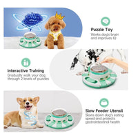 Interactive Dog Puzzle Toy - 2 Levels of Fun, Slow Feeder for IQ Training & Entertainment for All Breeds (Green & White)
